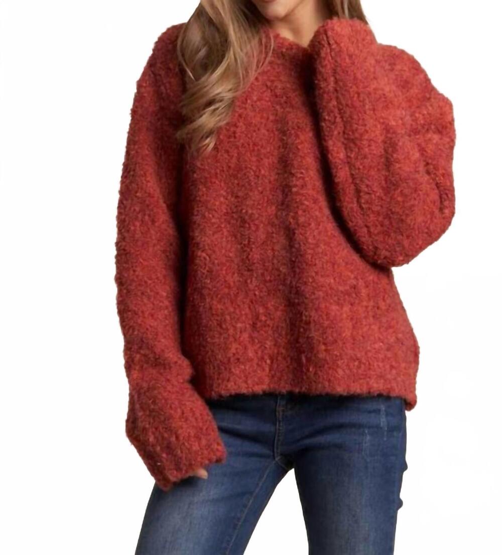 NEW ADORA warm n cozy fuzzy sweater top in red
